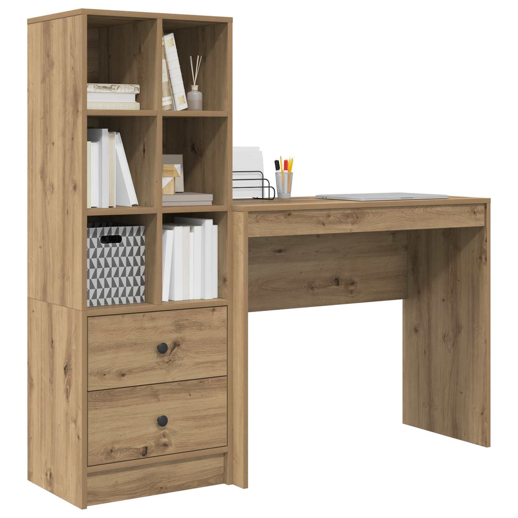 Scrivania con cassetto con lo scaffale 2 pcs Rovere artigianale