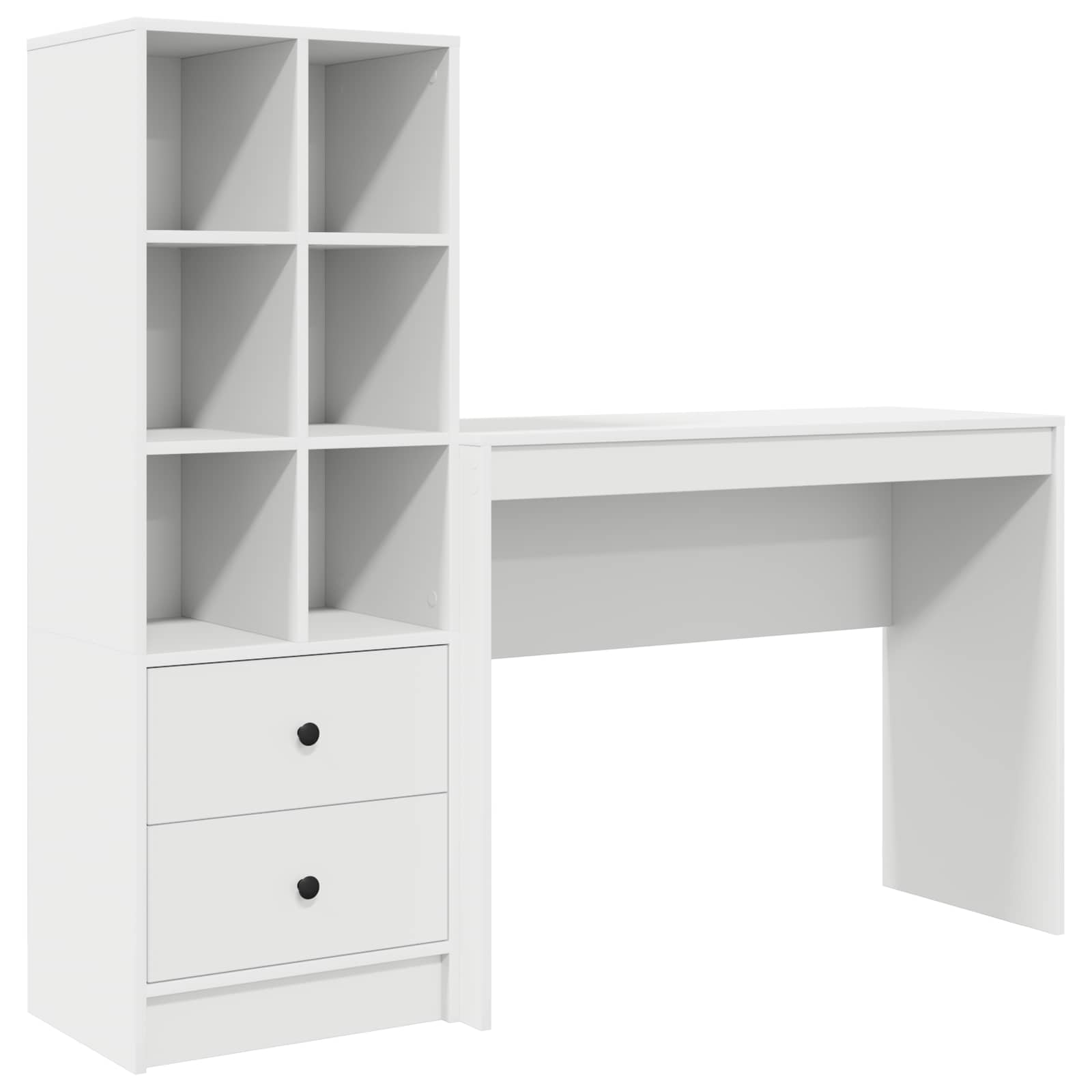 Scrivania con cassetto con lo scaffale 2 pcs Bianco