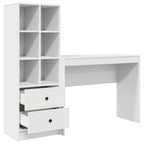 Scrivania con cassetto con lo scaffale 2 pcs Bianco