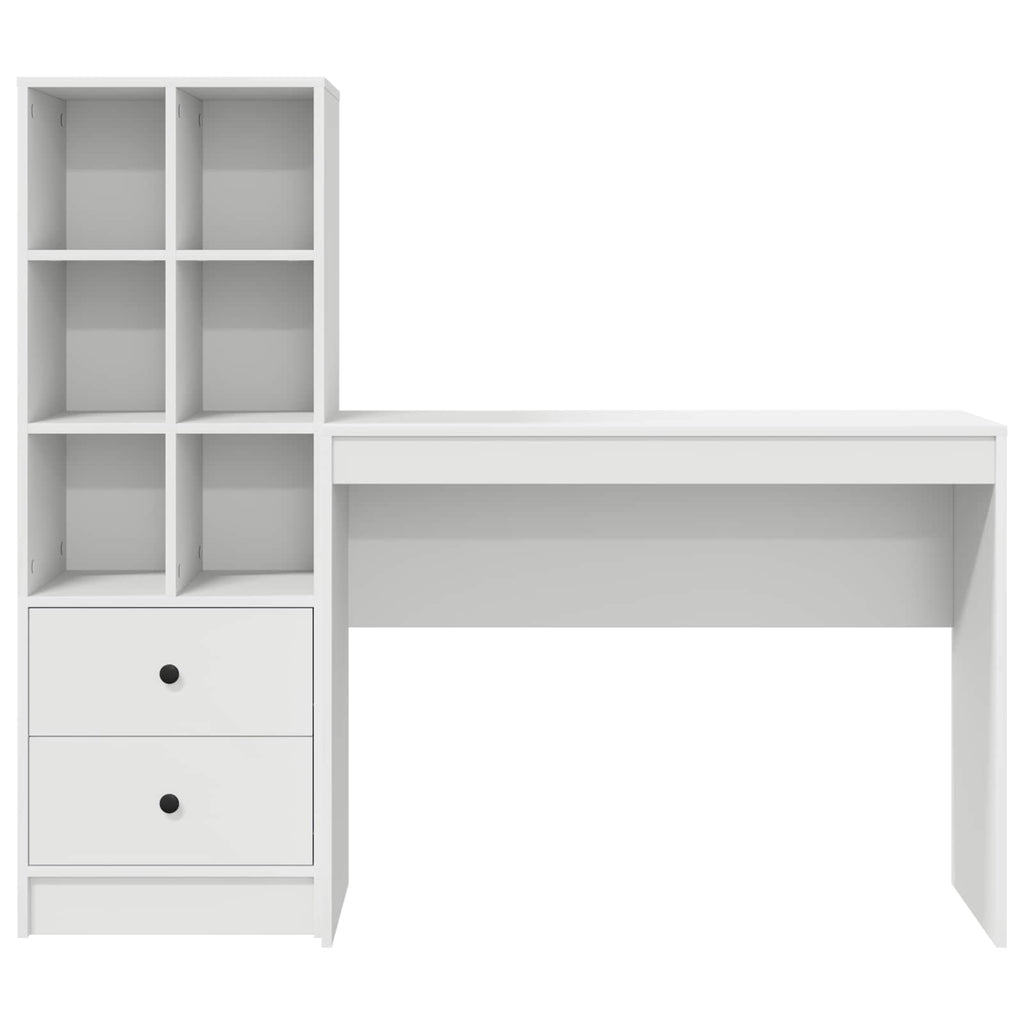 Scrivania con cassetto con lo scaffale 2 pcs Bianco