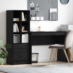 Scrivania con cassetto con lo scaffale 2 pcs Rovere Nero
