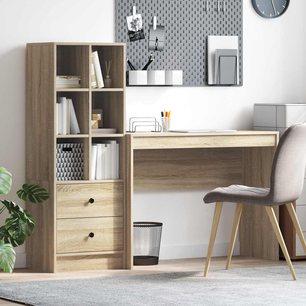Scrivania con cassetto con lo scaffale 2 pcs Rovere Sonoma