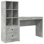 Scrivania con cassetto con lo scaffale 2 pcs Grigio cemento