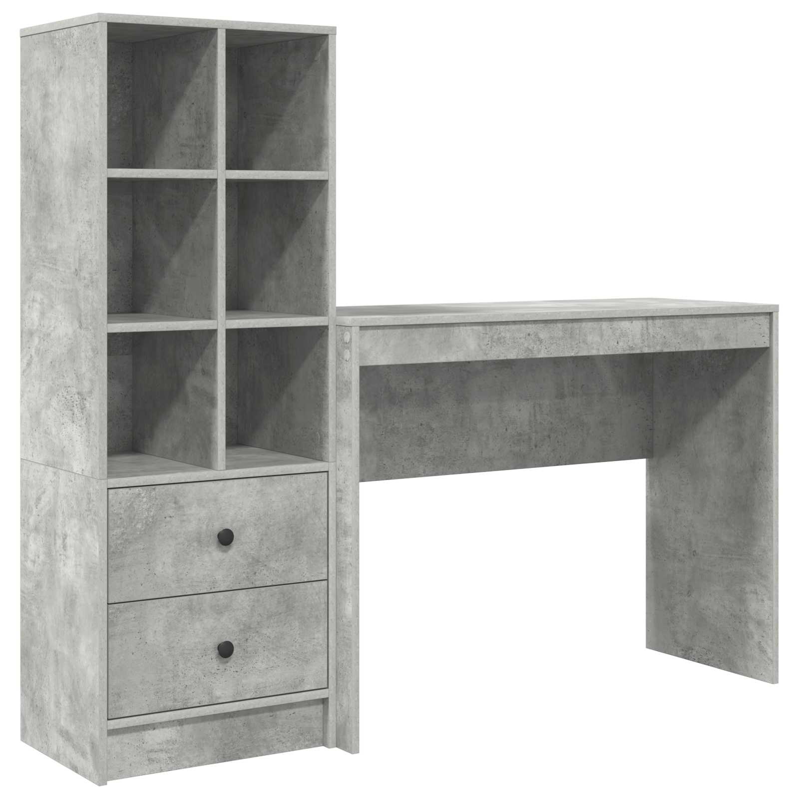 Scrivania con cassetto con lo scaffale 2 pcs Grigio cemento