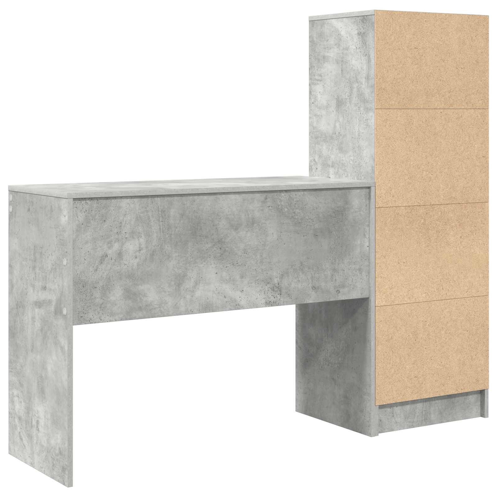 Scrivania con cassetto con lo scaffale 2 pcs Grigio cemento
