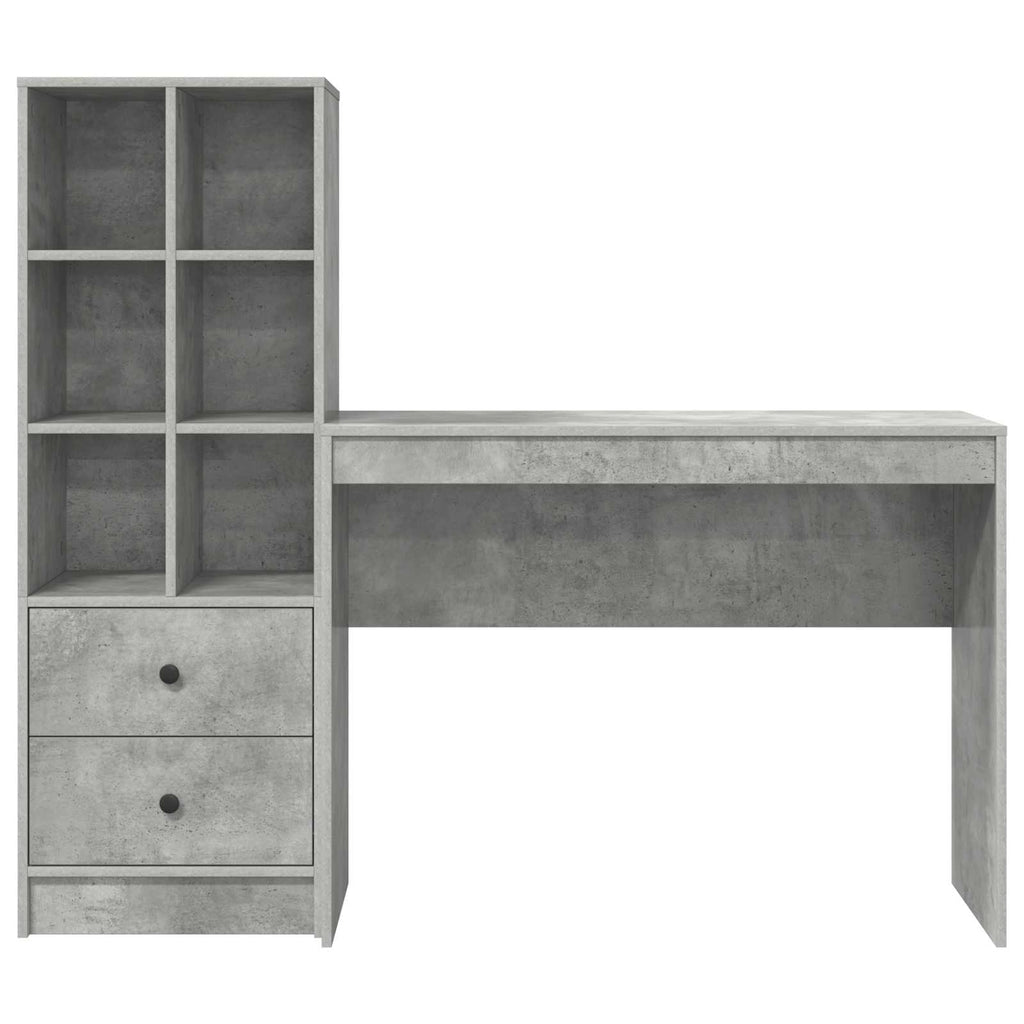 Scrivania con cassetto con lo scaffale 2 pcs Grigio cemento