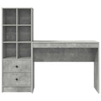 Scrivania con cassetto con lo scaffale 2 pcs Grigio cemento