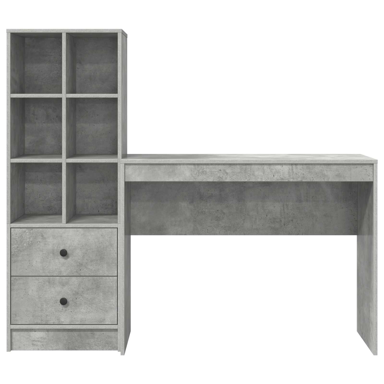Scrivania con cassetto con lo scaffale 2 pcs Grigio cemento