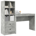Scrivania con cassetto con lo scaffale 2 pcs Grigio cemento