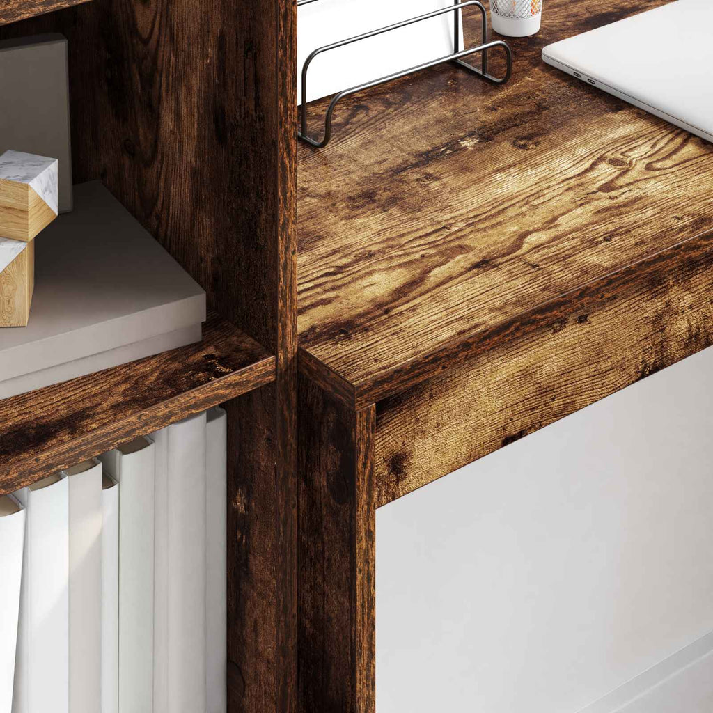 Scrivania con cassetto con lo scaffale 2 pcs Rovere fumé