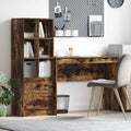 Scrivania con cassetto con lo scaffale 2 pcs Rovere fumé