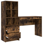 Scrivania con cassetto con lo scaffale 2 pcs Rovere fumé