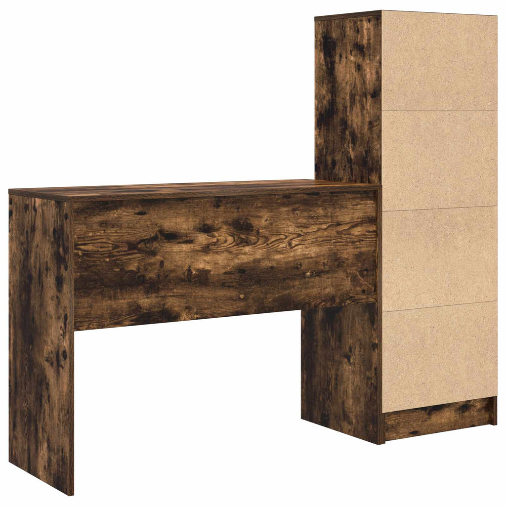 Scrivania con cassetto con lo scaffale 2 pcs Rovere fumé