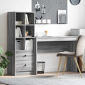 Scrivania con cassetto con lo scaffale 2 pcs Grigio Sonoma
