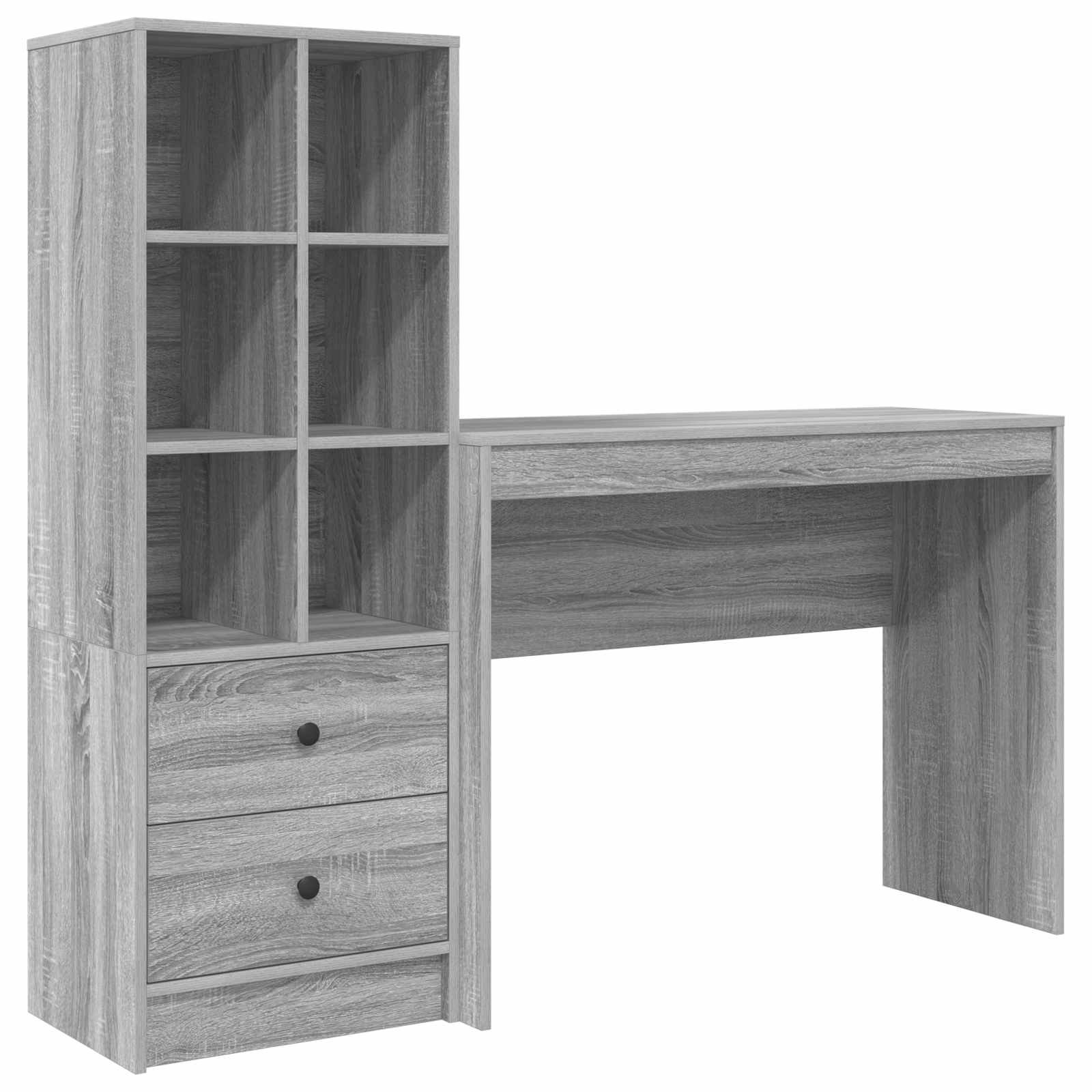 Scrivania con cassetto con lo scaffale 2 pcs Grigio Sonoma