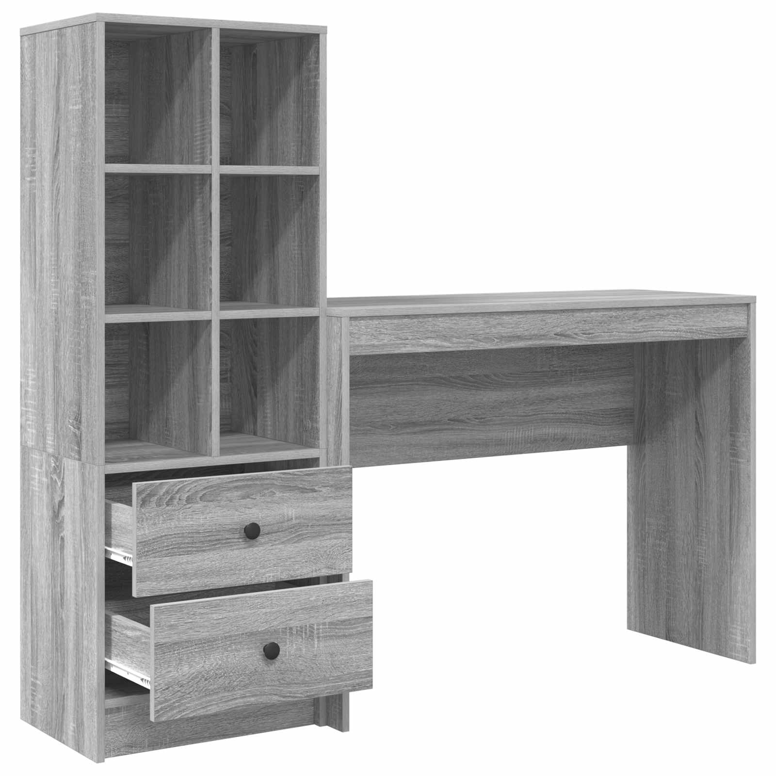 Scrivania con cassetto con lo scaffale 2 pcs Grigio Sonoma