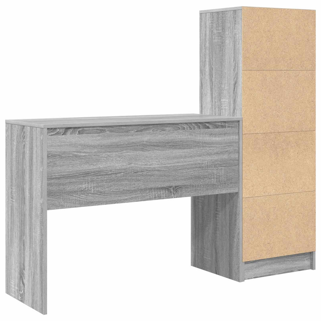 Scrivania con cassetto con lo scaffale 2 pcs Grigio Sonoma