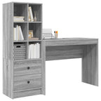 Scrivania con cassetto con lo scaffale 2 pcs Grigio Sonoma