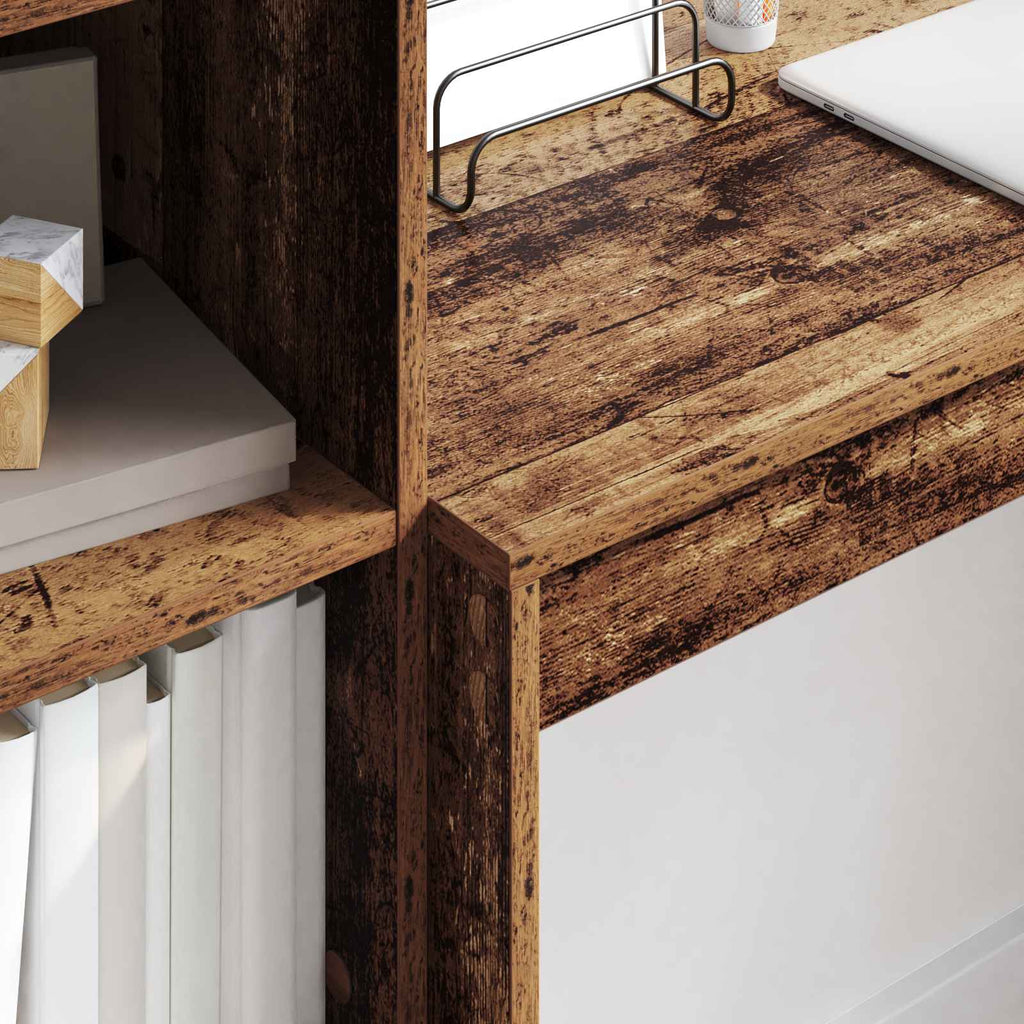 Scrivania con cassetto con lo scaffale 2 pcs Legno vecchio