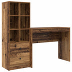 Scrivania con cassetto con lo scaffale 2 pcs Legno vecchio