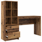 Scrivania con cassetto con lo scaffale 2 pcs Legno vecchio