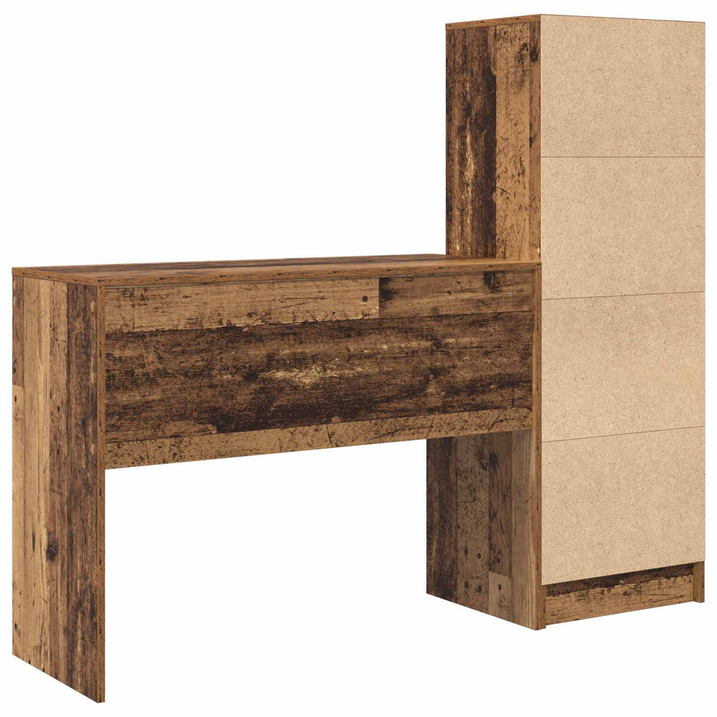 Scrivania con cassetto con lo scaffale 2 pcs Legno vecchio