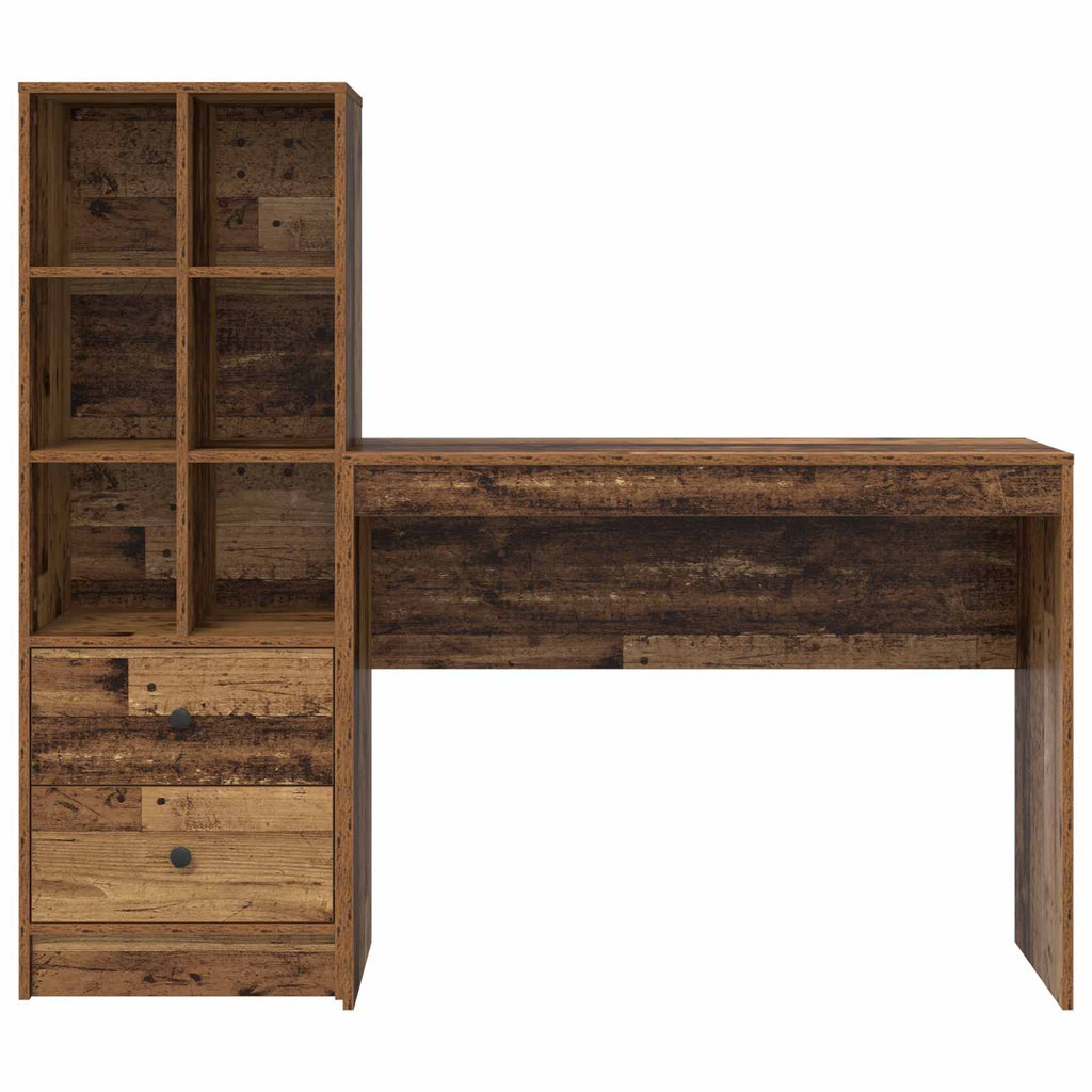 Scrivania con cassetto con lo scaffale 2 pcs Legno vecchio