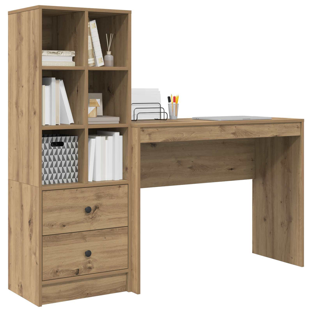 Scrivania con cassetto con lo scaffale 2 pcs Rovere artigianale