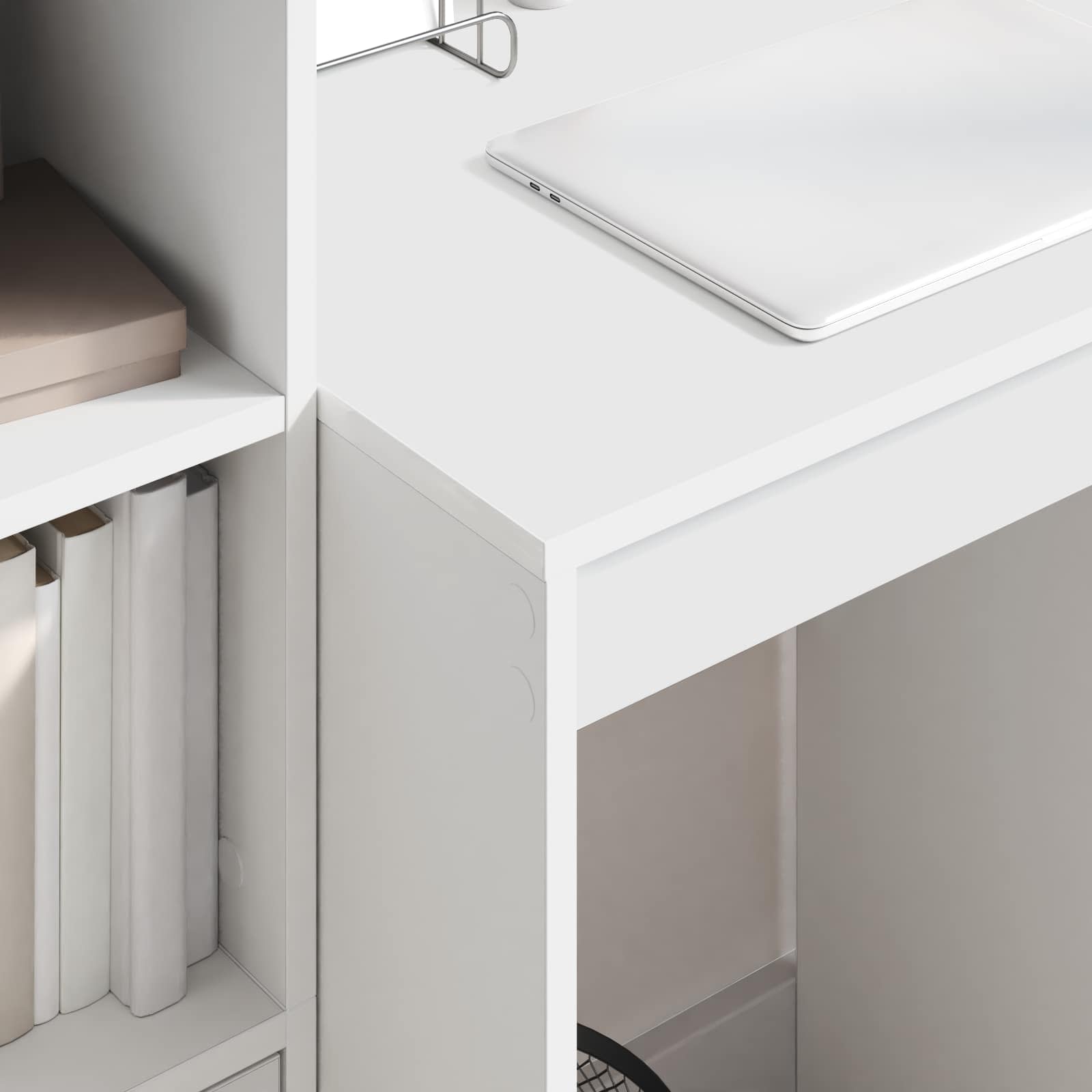 Scrivania con cassetto con lo scaffale 2 pcs Bianco