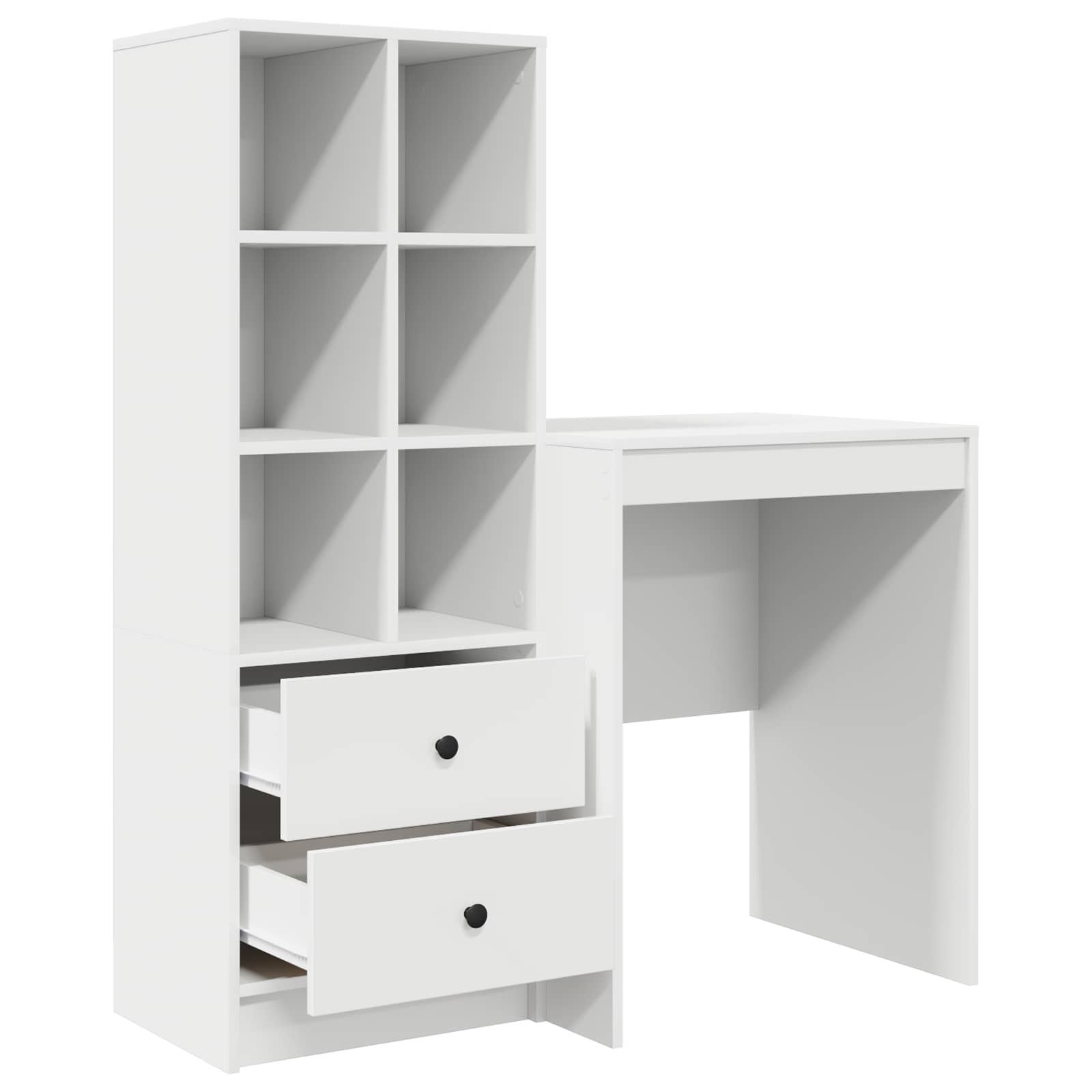 Scrivania con cassetto con lo scaffale 2 pcs Bianco