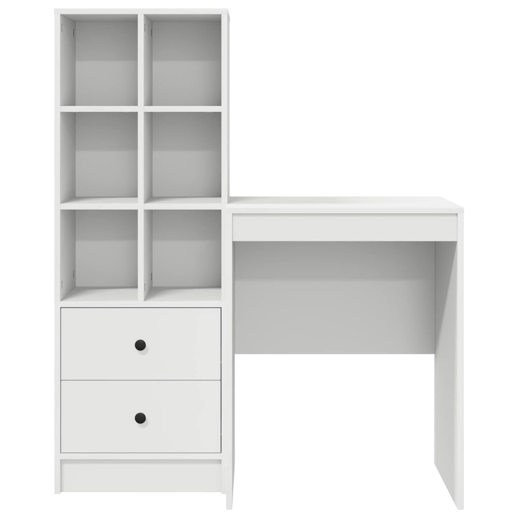 Scrivania con cassetto con lo scaffale 2 pcs Bianco