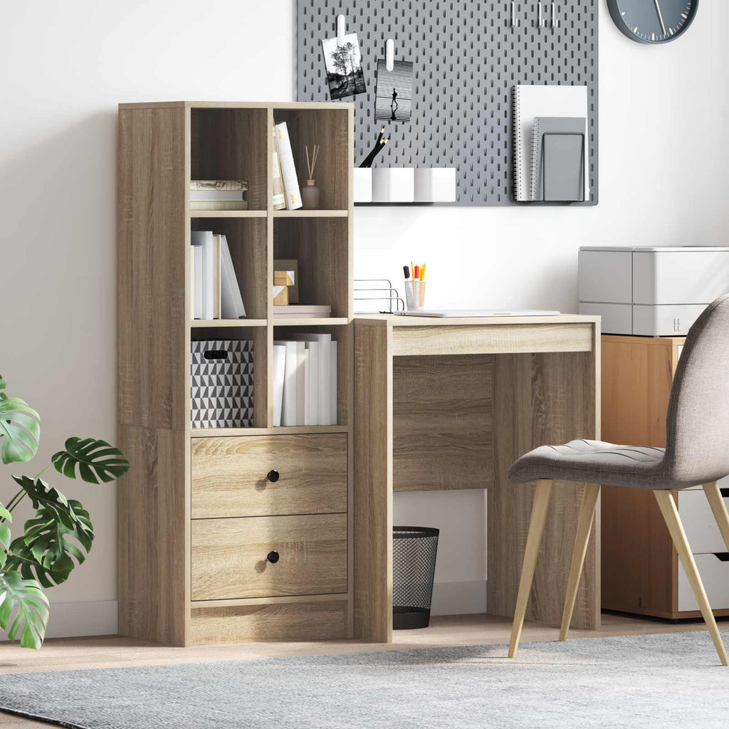 Scrivania con cassetto con lo scaffale 2 pcs Rovere Sonoma