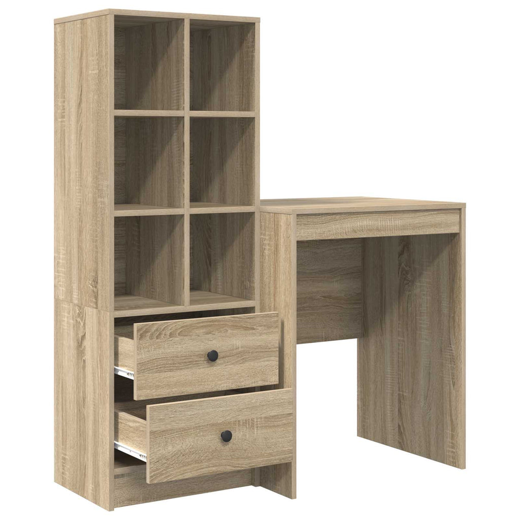 Scrivania con cassetto con lo scaffale 2 pcs Rovere Sonoma