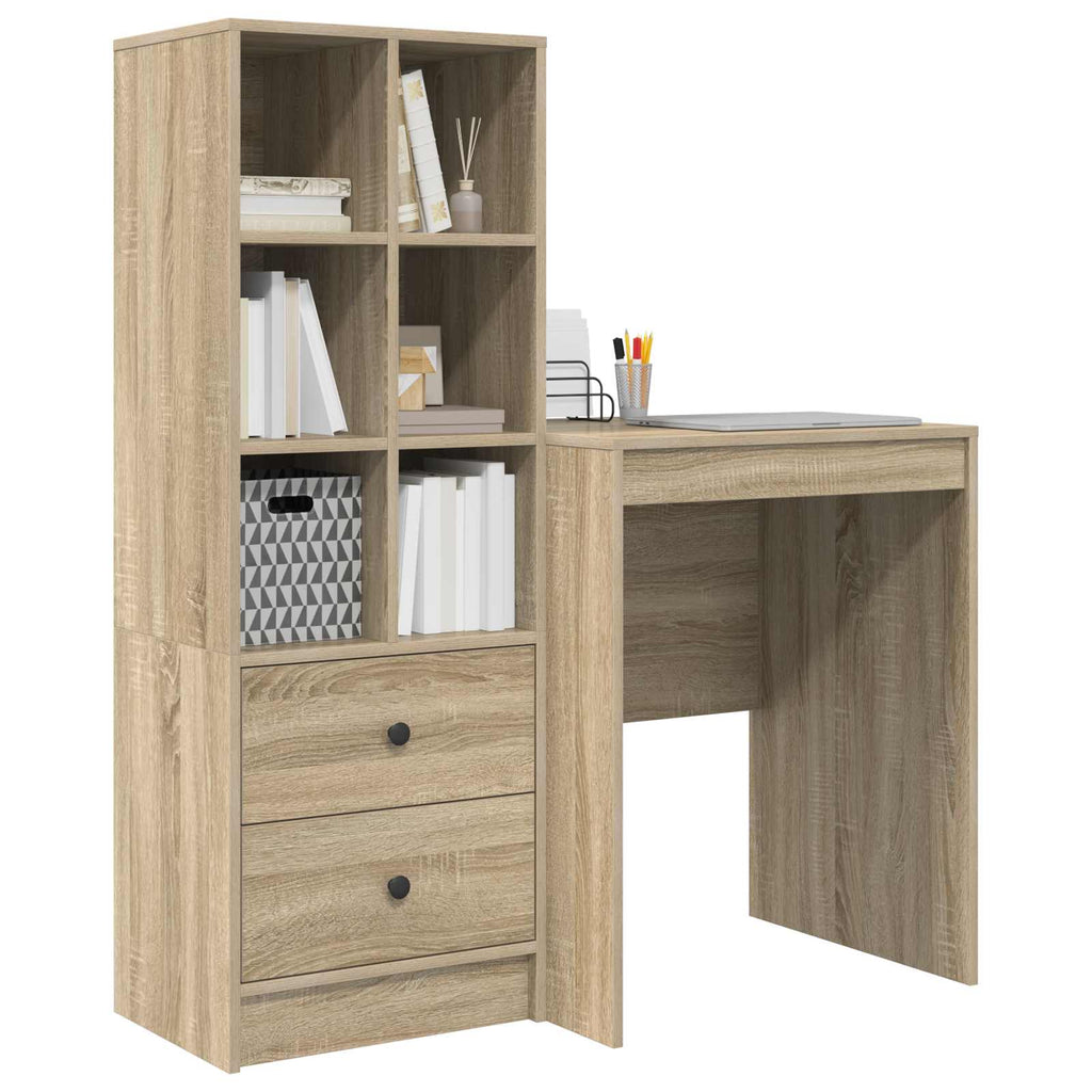 Scrivania con cassetto con lo scaffale 2 pcs Rovere Sonoma