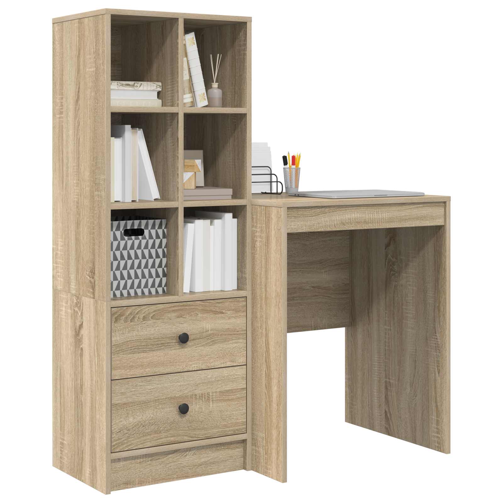 Scrivania con cassetto con lo scaffale 2 pcs Rovere Sonoma