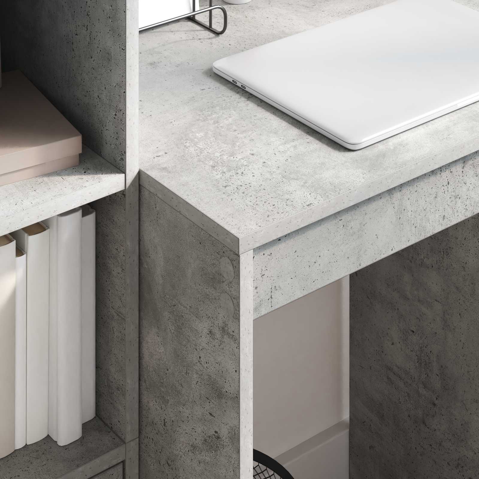 Scrivania con cassetto con lo scaffale 2 pcs Grigio cemento