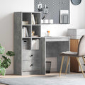 Scrivania con cassetto con lo scaffale 2 pcs Grigio cemento