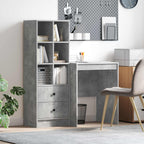 Scrivania con cassetto con lo scaffale 2 pcs Grigio cemento