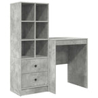 Scrivania con cassetto con lo scaffale 2 pcs Grigio cemento
