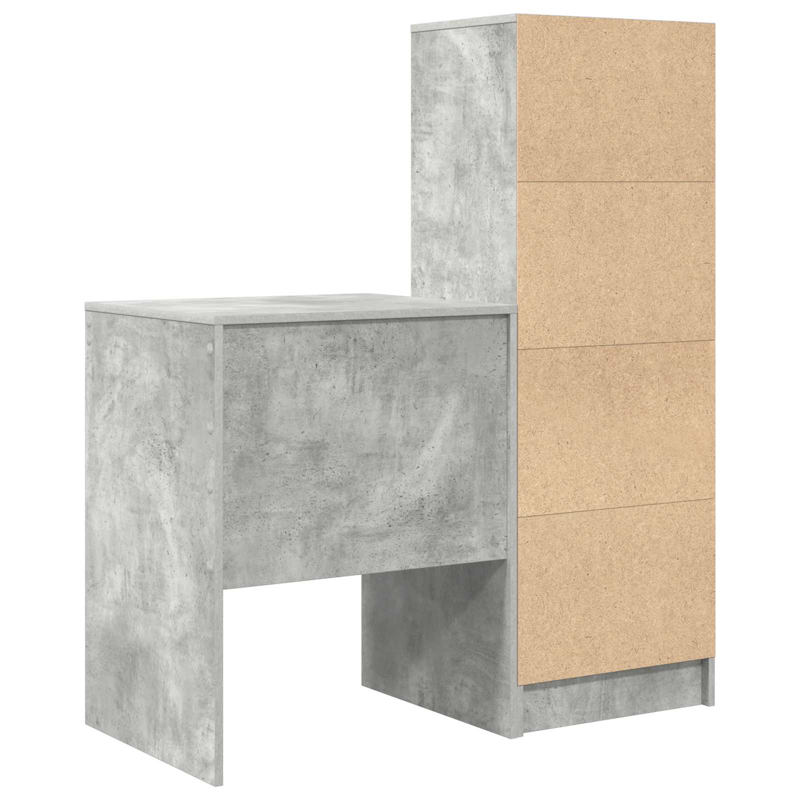 Scrivania con cassetto con lo scaffale 2 pcs Grigio cemento