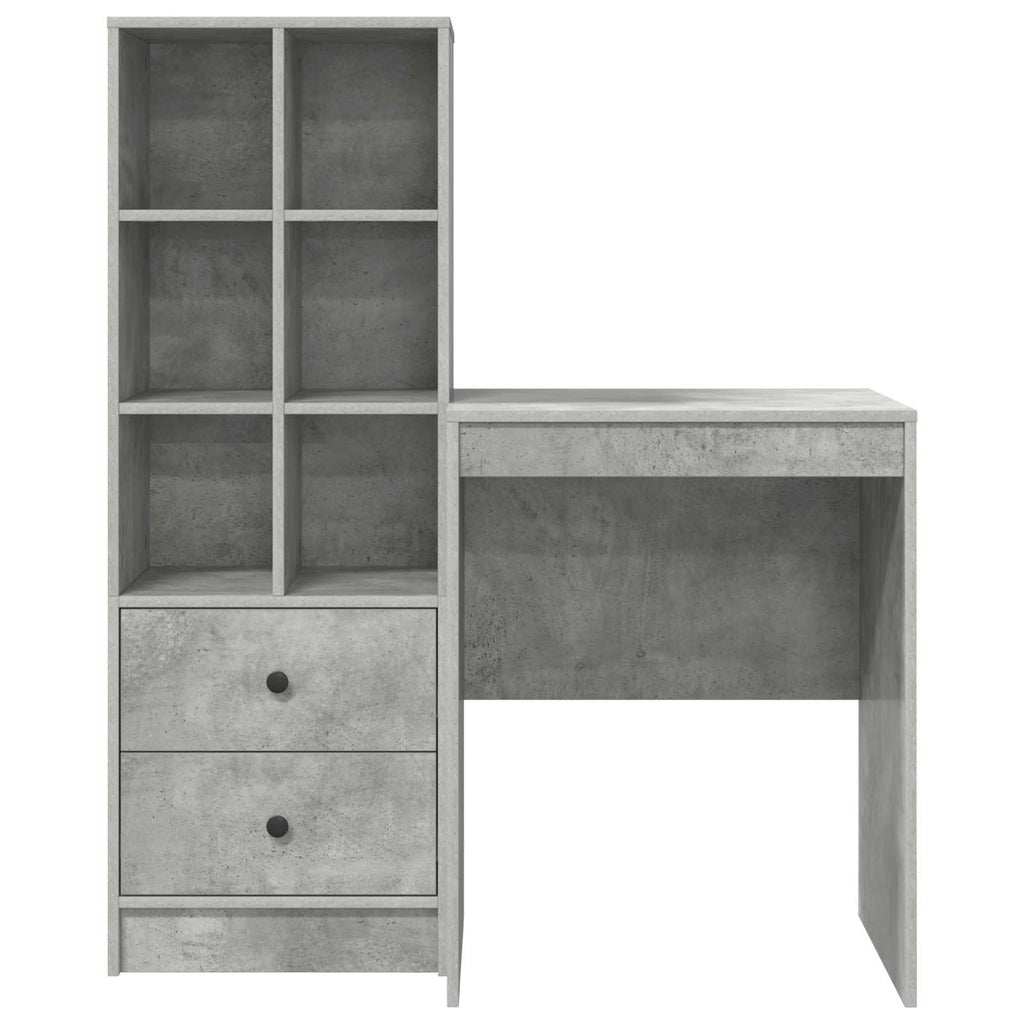 Scrivania con cassetto con lo scaffale 2 pcs Grigio cemento