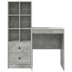 Scrivania con cassetto con lo scaffale 2 pcs Grigio cemento