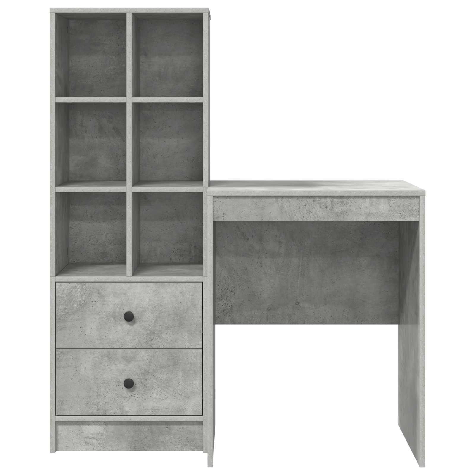Scrivania con cassetto con lo scaffale 2 pcs Grigio cemento