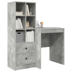 Scrivania con cassetto con lo scaffale 2 pcs Grigio cemento