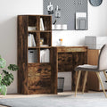 Scrivania con cassetto con lo scaffale 2 pcs Rovere fumé