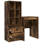 Scrivania con cassetto con lo scaffale 2 pcs Rovere fumé