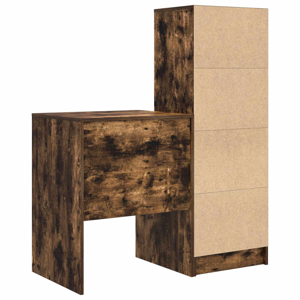 Scrivania con cassetto con lo scaffale 2 pcs Rovere fumé