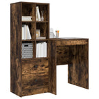 Scrivania con cassetto con lo scaffale 2 pcs Rovere fumé