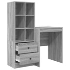 Scrivania con cassetto con lo scaffale 2 pcs Grigio Sonoma