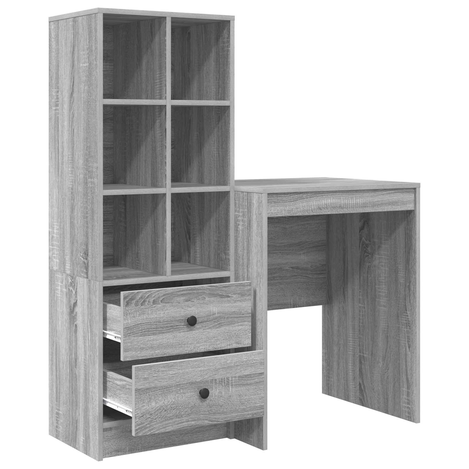 Scrivania con cassetto con lo scaffale 2 pcs Grigio Sonoma